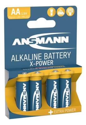 ANSMANN X-Power alkaline batterij Mignon AA LR6 Longlife alkaline batterij voor extreem hoge stroombehoefte (verpakking van 4)