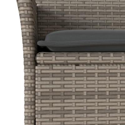 11-delige Tuinset met kussens poly rattan en glas grijs