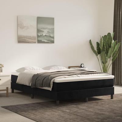 Boxspring met matras fluweel zwart 140x200 cm