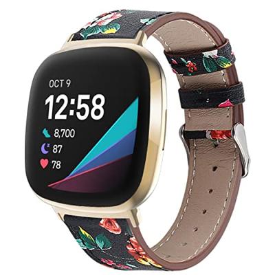 Fitbit Versa 3/4 & Sense 1/2 leren bandje - Bloemenprint Fitbit Versa 3/4 & Sense 1/2 leren bandje - Bloemenprint