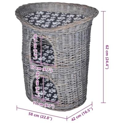 VidaXL Kattenbed/huis/krabpaal 2-laags met kussen wilgen