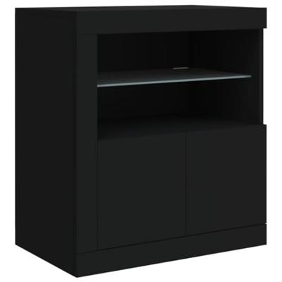 Dressoir met LED-verlichting 60,5x37x67 cm zwart