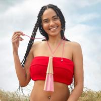 Houten waaier I&apos;m Hot - Roze oranje - thumbnail