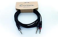 Cordial 14876 Jackplug / Cinch Audio Y-adapter [1x Jackplug male 6,3 mm (stereo) - 2x Jackplug male 6,3 mm (mono)] 1 m Zwart PVC-mantel, Tweelingkabel - thumbnail