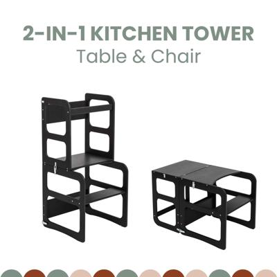 2-in-1 transformeerbare keukentoren - tafel- en stoelenset 2-in-1 transformeerbare keukentoren - tafel- en stoelenset