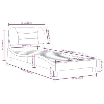 Bedframe met LED zonder matras "Hvar" kunstleer wit en zwart 80x200 cm