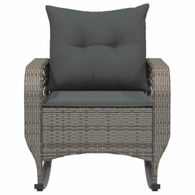 Tuinschommelstoel met kussens poly rattan grijs