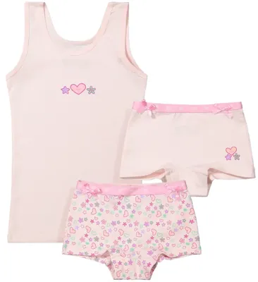 Funderwear meisjes ondergoed meisjes setje - Sweetheart - Boxershorts en hemd setje meisjes - Katoen