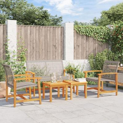 5-delige Loungeset poly rattan en acaciahout grijs 5-delige Loungeset poly rattan en acaciahout grijs