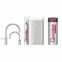 Quooker Nordic Round Twintaps kokendwaterkraan - draaibare uitloop - Combi incl. Cube reservoir - Warm / kokend water - RVS 3NRRVSTT-CUBE - thumbnail