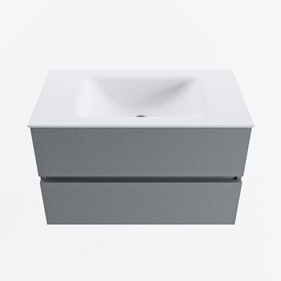 MONDIAZ VICA 80cm badmeubel onderkast Plata 2 lades. Wastafel CLOUD midden zonder kraangat, kleur Talc.