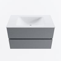 MONDIAZ VICA 80cm badmeubel onderkast Plata 2 lades. Wastafel CLOUD midden zonder kraangat, kleur Talc. - thumbnail