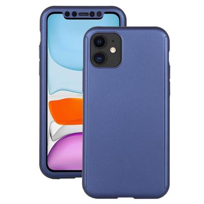 Voor iPhone 11 schokbestendige PC volledige dekking beschermhoes met gehard glas film (blauw) Voor iPhone 11 schokbestendige PC volledige dekking beschermhoes met gehard glas film (blauw)
