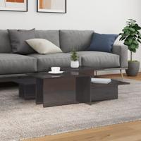 Salontafels 2 st bewerkt hout hoogglans grijs - thumbnail