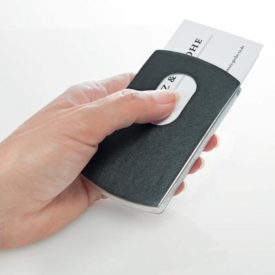 Sigel SI-VZ121 Visitekaartetui Zwart Lederlook "Snap" Voor Kaarten Tot 91x57mm