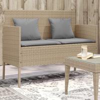 Tuinbank met kussens poly rattan beige - thumbnail