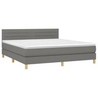 Boxspring met matras en LED stof donkergrijs 180x200 cm - thumbnail