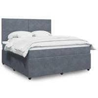 Boxspring met matras fluweel donkergrijs 180x200 cm - thumbnail