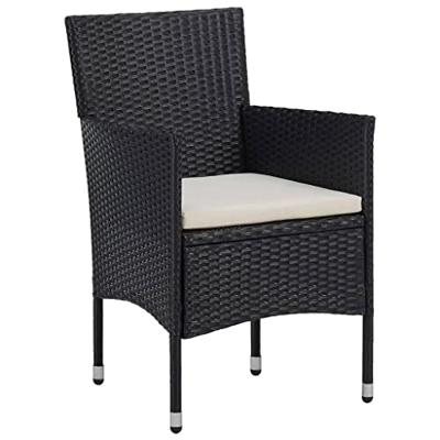 3-delige Tuinset poly rattan en gehard glas zwart - thumbnail
