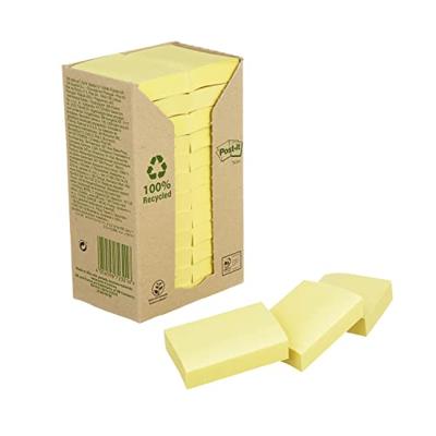 Post-it Recycled notes, 100 vel, ft 38 x 51 mm, geel, pak van 24 blokken