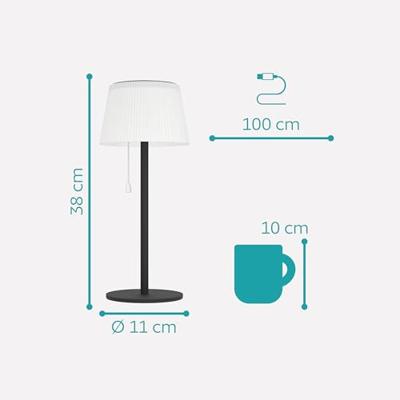 Eglo TafellampScordiano zwart met wit solar - 901898