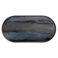 Ethnicraft Ovaal Dienblad 'Linear Flow' 71 x 36cm, kleur Graphite - thumbnail
