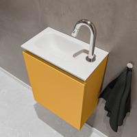 MONDIAZ TURE 40cm toiletmeubel ocher. EDEN wastafel talc links 1 kraangat - thumbnail