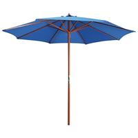VidaXL Parasol met houten paal 300x258 cm blauw - thumbnail