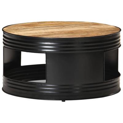 VidaXL Salontafel 68x68x36 cm massief ruw mangohout zwart