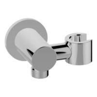 Wiesbaden Wandaansluitbocht met kantelbare handdouchehouder rond 1/2" chroom - thumbnail