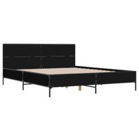 Bedframe LED bewerkt hout metaal zwart 140x190 cm - thumbnail