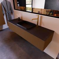 Badkamermeubelset Mondiaz Erin 150 cm met 1 Lade met RIDGE Wastafel Midden Urban met 1 kraangat Greeploos Mat Rust - thumbnail