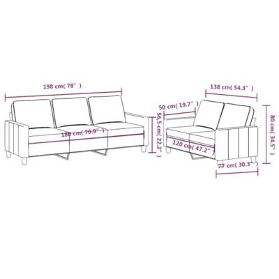 2-delige Loungeset met kussens stof bruin