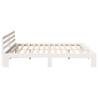 Bedframe met hoofdeinde Wit 200 x 200 cm Massief grenenhout - thumbnail