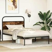 Bedframe zonder matras bewerkt hout gerookt eiken 107x203 cm - thumbnail