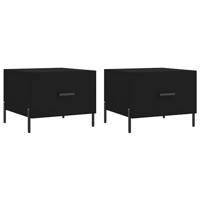 Salontafels 2 st 50x50x40 cm bewerkt hout zwart - thumbnail
