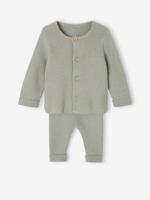 Set met shirt en broek voor baby's van tricot saliegroen - thumbnail