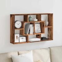 Wandschap 85x16x52,5 cm bewerkt hout oud houtkleurig - thumbnail