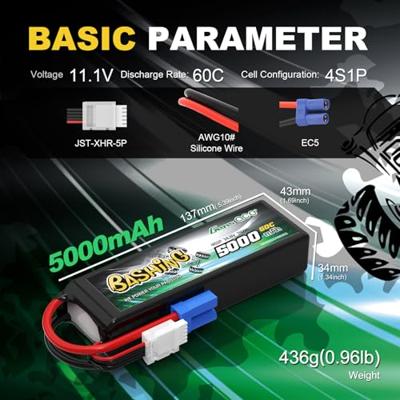 GensAce Bashing Car Lipo 60c 14,8 volt 5000mah met EC5 Stekker