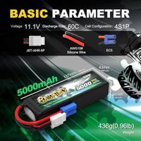 GensAce Bashing Car Lipo 60c 14,8 volt 5000mah met EC5 Stekker - thumbnail