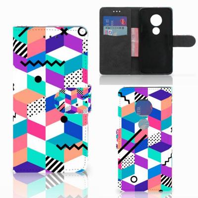 Motorola Moto G7 Play | Book Case | Blokken Kleurrijk Motorola Moto G7 Play | Book Case | Blokken Kleurrijk