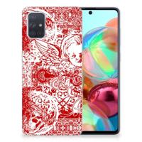Silicone Back Case Samsung Galaxy A71 Angel Skull Rood - thumbnail