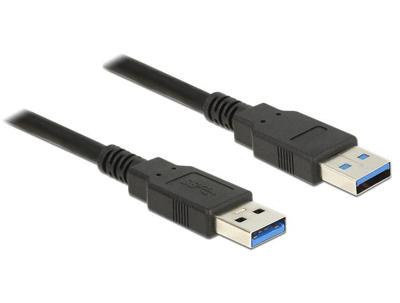 Delock 85062 USB-kabel USB 3.2 Gen1 USB-A stekker, USB-A stekker 2.00 m Zwart Vergulde steekcontacten