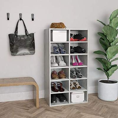 VidaXL Schoenenrek 54x34x100,5 cm bewerkt hout betongrijs VidaXL Schoenenrek 54x34x100,5 cm bewerkt hout betongrijs