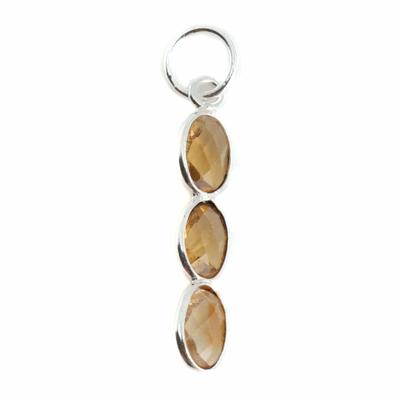 Edelsteen Hanger Citrien 3 Stenen - Zilver - 20 x 4 mm Edelsteen Hanger Citrien 3 Stenen - Zilver - 20 x 4 mm