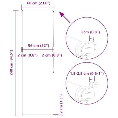 VidaXL Doucherolgordijn 60x240 cm stofbreedte 56 cm VidaXL Doucherolgordijn 60x240 cm stofbreedte 56 cm