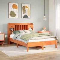 Bed met boekenkast zonder matras grenenhout wasbruin 140x200 cm - thumbnail