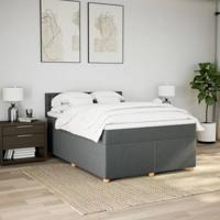 Boxspring met matras stof donkergrijs 140x190 cm - thumbnail