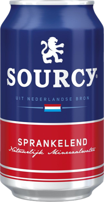 Sourcy mineraalwater, licht bruisend, blik van 33 cl, pak van 24 stuks, rood Sourcy mineraalwater, licht bruisend, blik van 33 cl, pak van 24 stuks, rood
