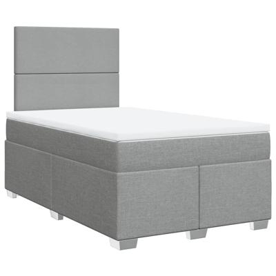 Boxspring met matras stof lichtgrijs 120x190 cm - thumbnail